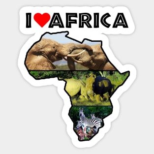 I Love Africa Wildlife Collage Map Sticker